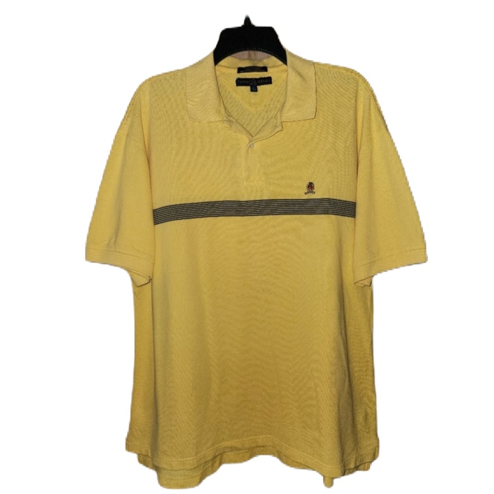 Tommy Hilfiger Bright Yellow Short Sleeve Polo Shirt Size Large